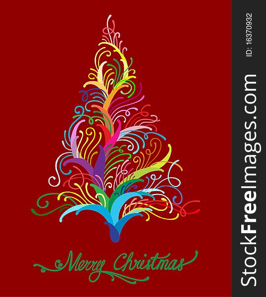 Vector illustration of colorful christmas tree