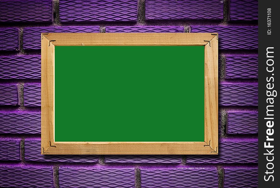 Green board and the violet background , add your text on the blank