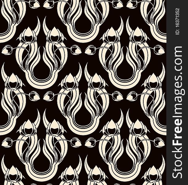 Seamless pattern with stylized tulips, format