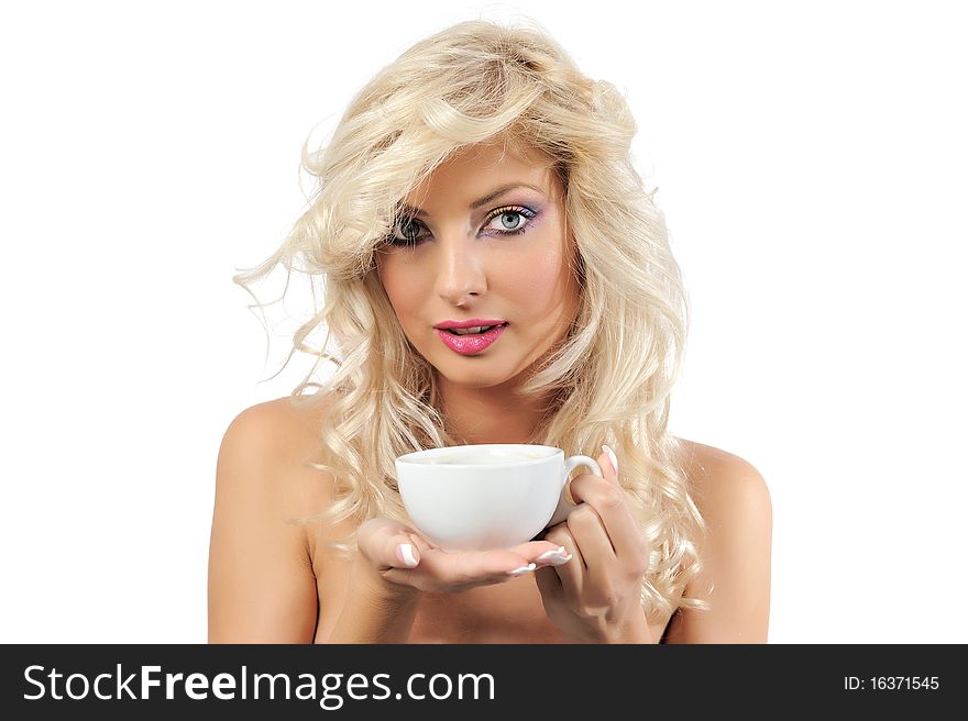 Blonde Girl With A Cup Of Coffee