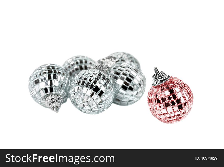 Group of mirror balls isolated on white