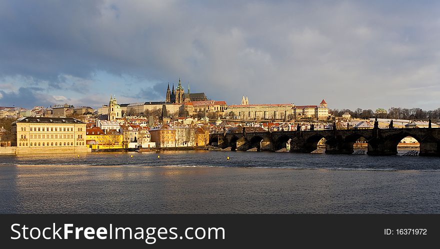 Prague Castle with Charles Bridge, Prague, Czech Republic