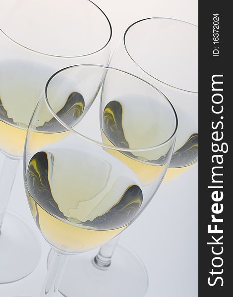 Still life of wineglasses with white wine