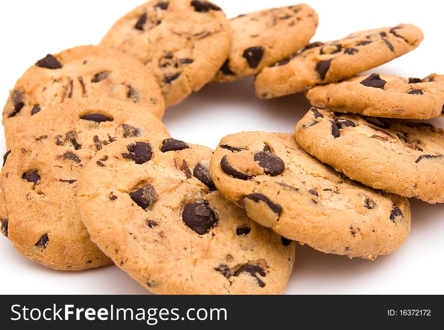 The image of round cookies with chocolate
