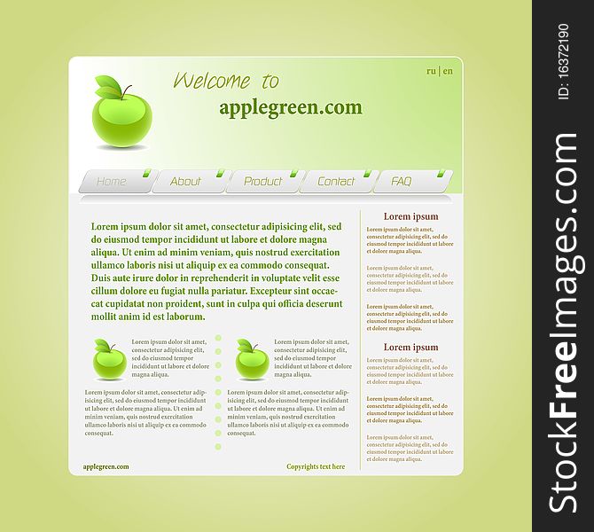 Website template with green apple design