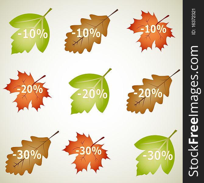 Autumnal discount elements. Vector illustration