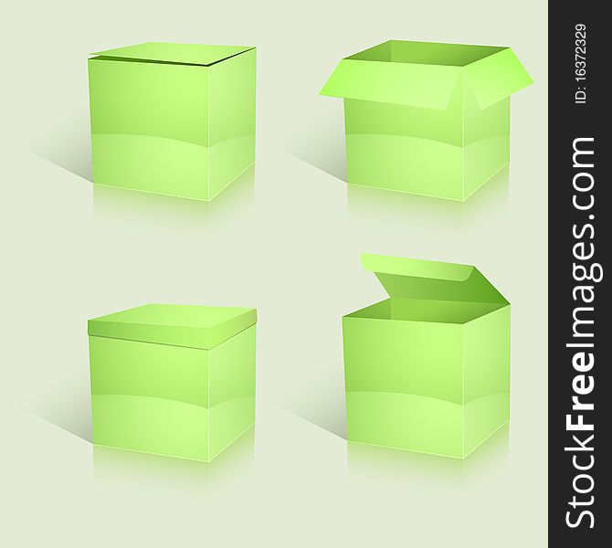 Set of green boxes. Vector illustration. Set of green boxes. Vector illustration