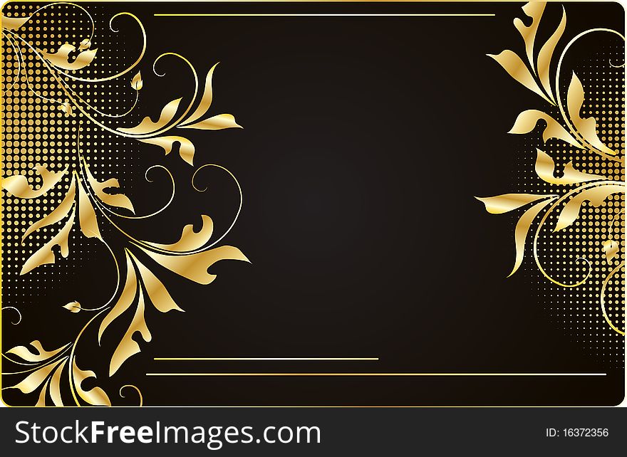 Vintage floral background with golden element