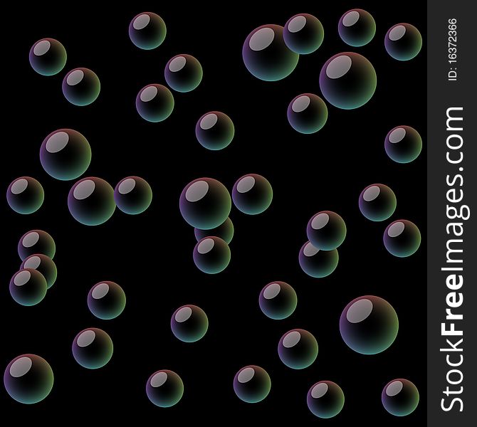 Dark soap bubbles. Vector illustration