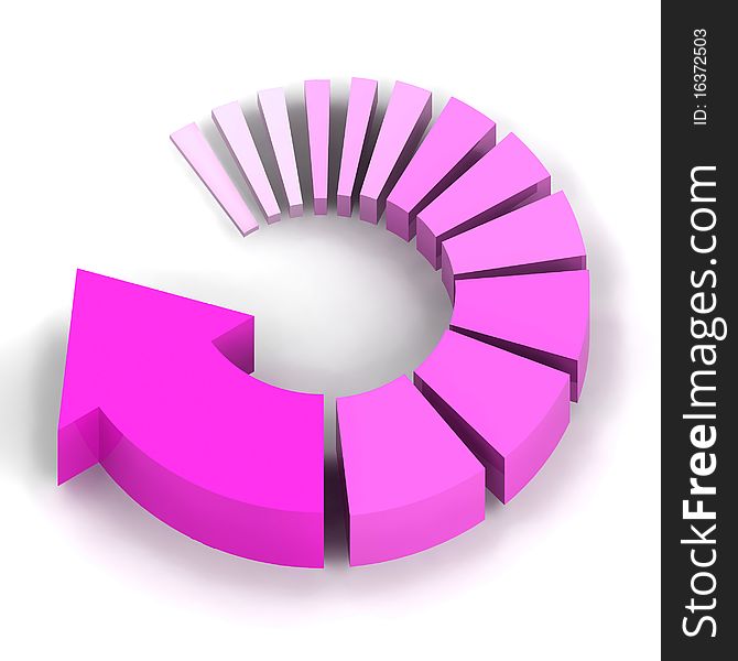 A Colourful 3d Rendered Pink Circular Arrow Illustration. A Colourful 3d Rendered Pink Circular Arrow Illustration