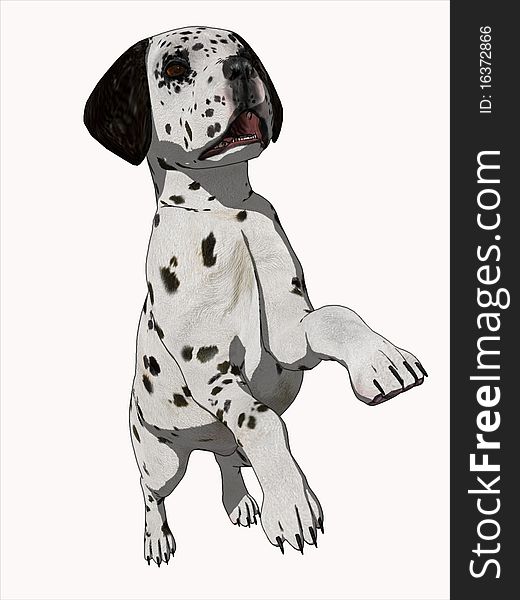 3D cartoon render of a Dalmation puppy begging. 3D cartoon render of a Dalmation puppy begging.
