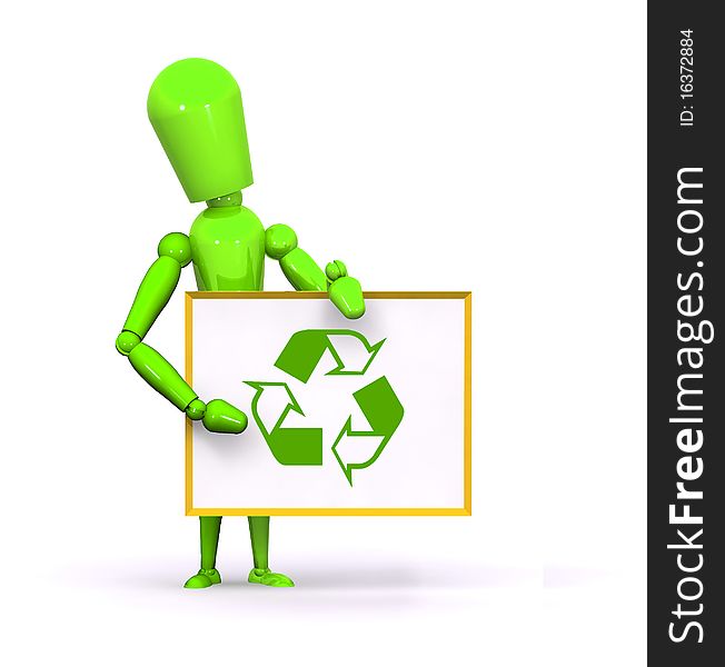 A Colourful 3d Rendered Recycle Man Illustration