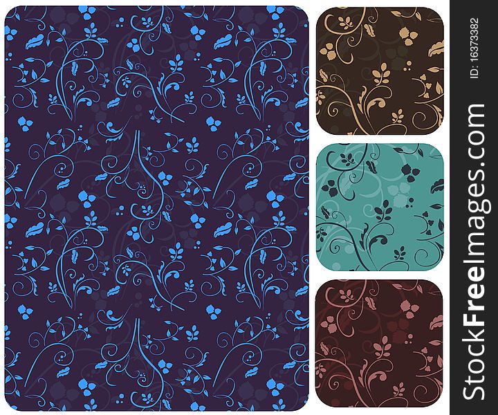 Set of victorian floral vector seamless patterns. Set of victorian floral vector seamless patterns