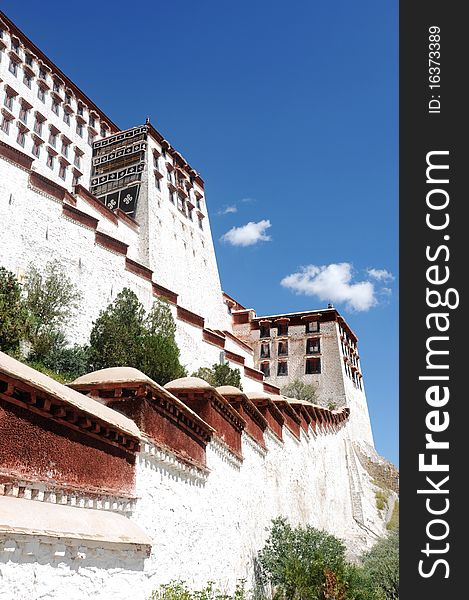 Close-up view of the famous Potala Palace in Lhasa,Tibet.Details. Close-up view of the famous Potala Palace in Lhasa,Tibet.Details.