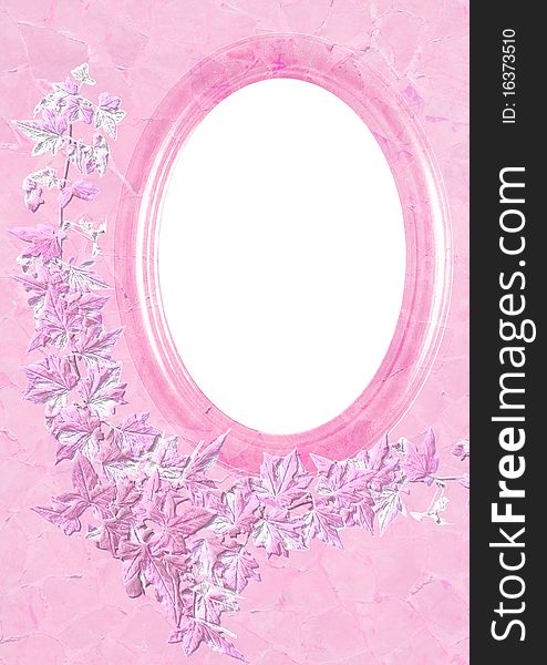 Pink oval frame with floral decoration - background for your text or picture. Pink oval frame with floral decoration - background for your text or picture