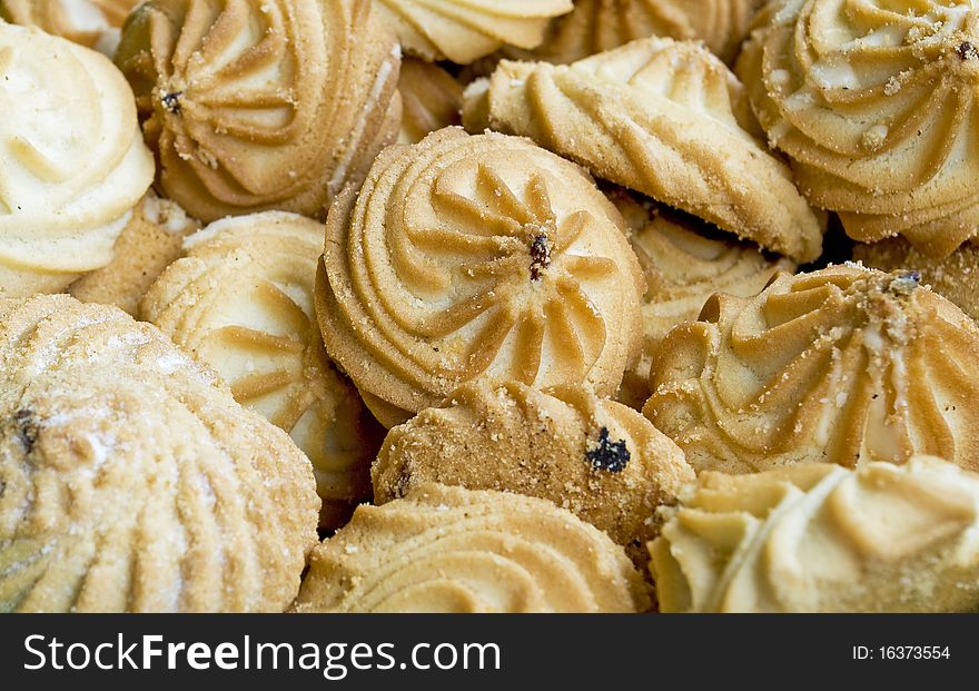 Fresh delicious cookies close-up background