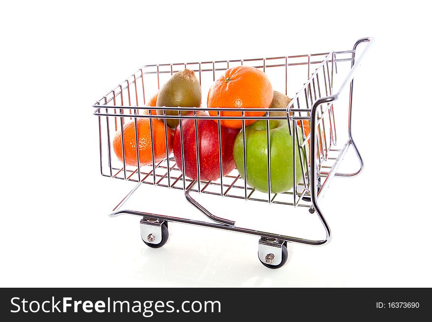 Colorful Fruits In A Cart