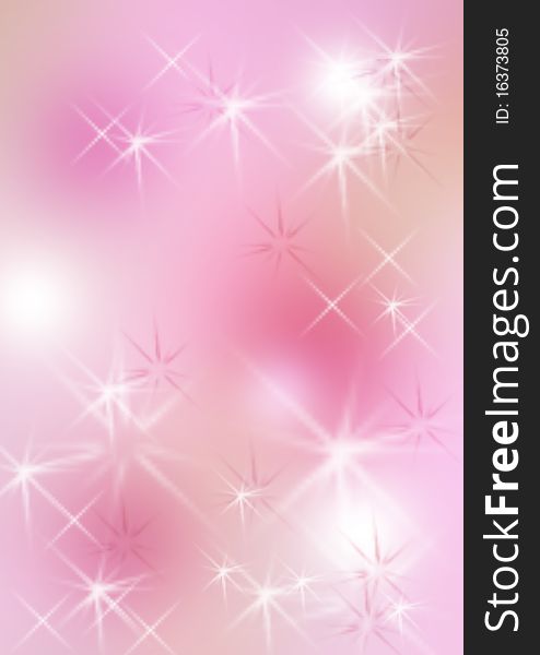 Pink abstract background - lights and stars