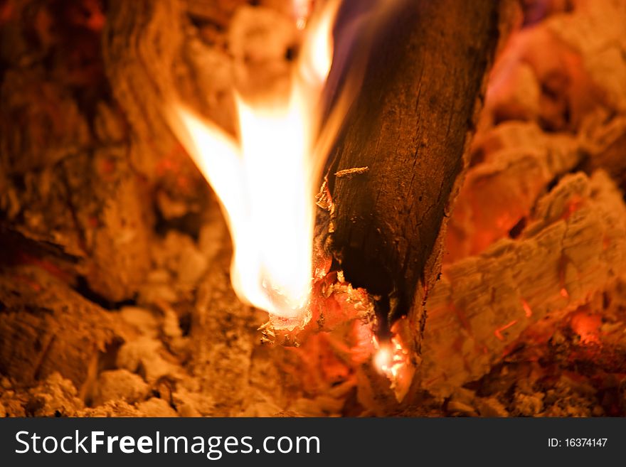 Burn hot fire flame at dark background