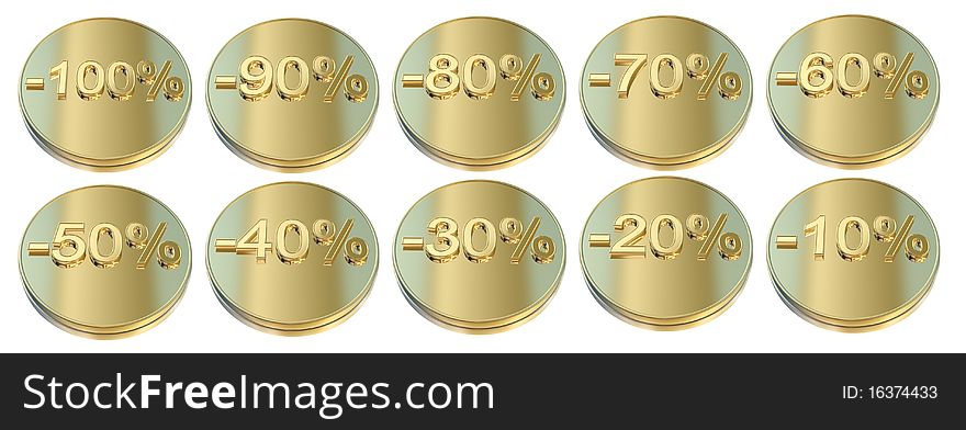 Golden percentage icons - Business, success concept