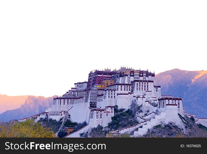 Scenery of the famous Potala Palace at sunrise in Lhasa,Tibet