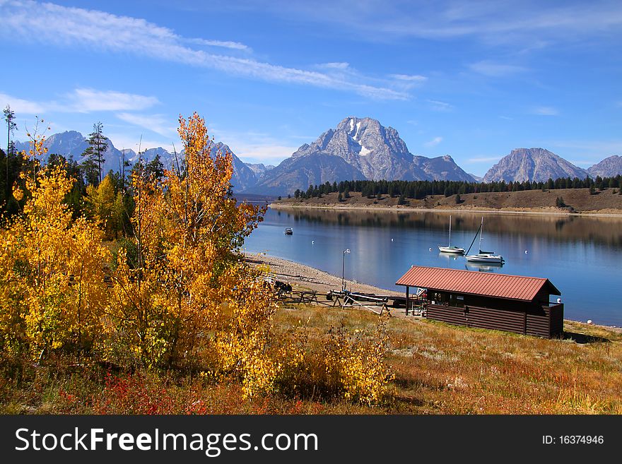 Scenic landscape of Grand tetons national park in autumn