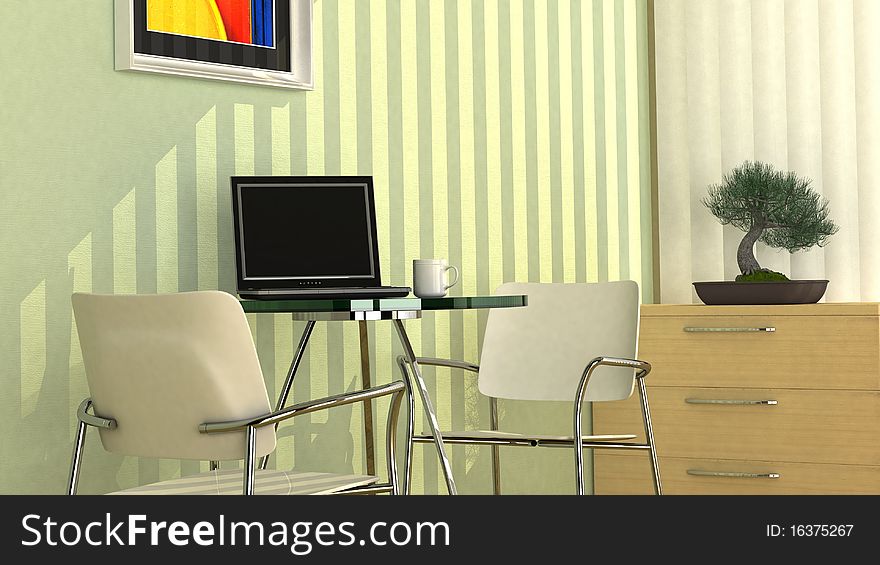 Modern Office Interior in a warm morning light