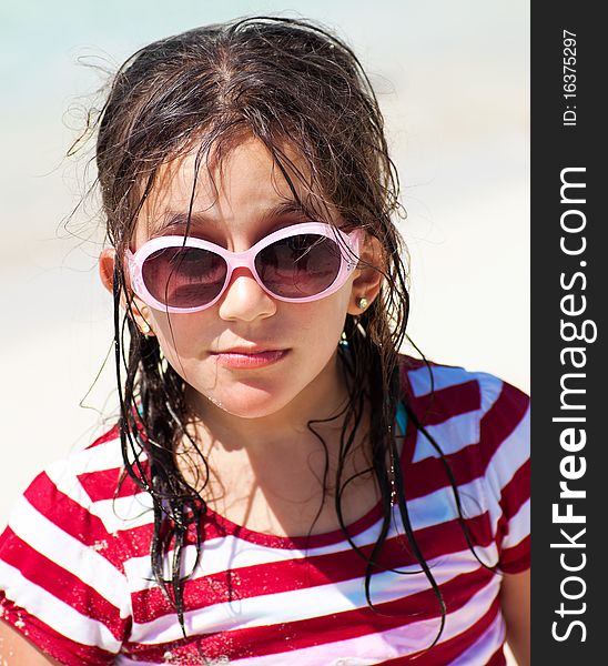 Girl With Sunglasses And Messy Hair