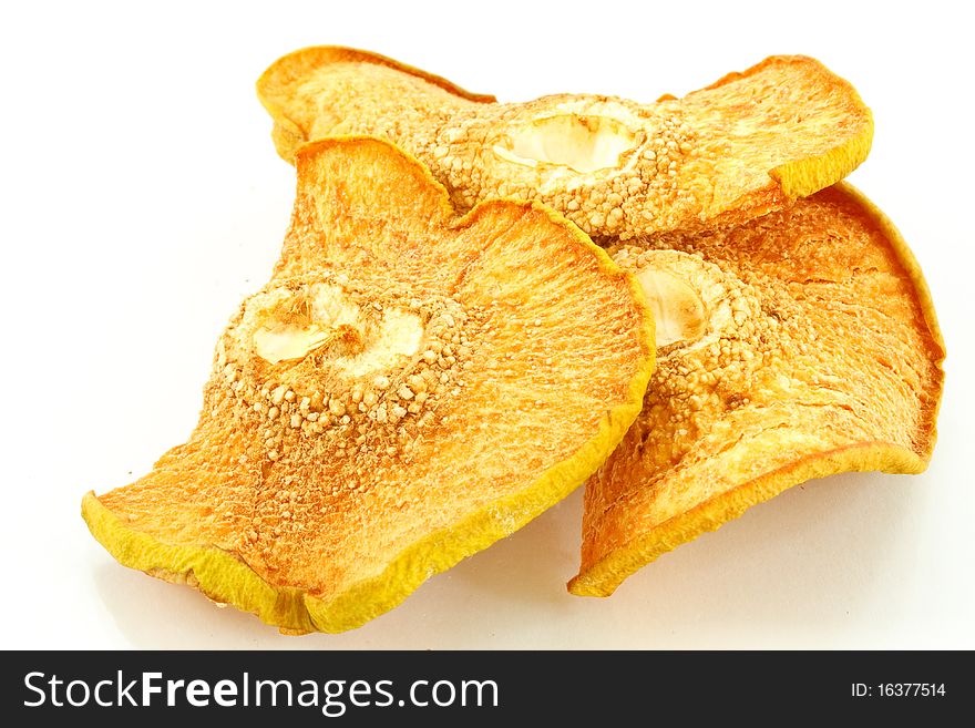 Dried apples on a white background