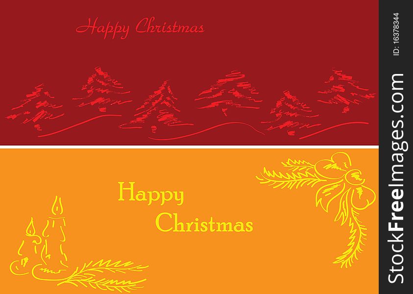 Red and yellow christmas card. Red and yellow christmas card