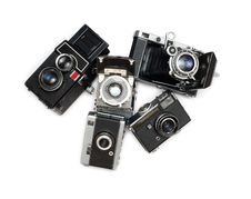 Ancient Cameras Royalty Free Stock Photography