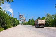 Road To Cement Plant Royalty Free Stock Photo Road To Cement Plant Royalty Free Stock Photo