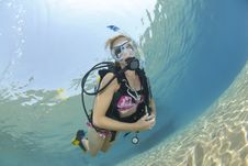 Adult Female Scuba Diver In Bikini Stock Photography Adult Female Scuba Diver In Bikini Stock Photography