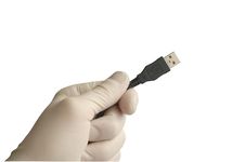 Hand Hold USB Wire Stock Photography