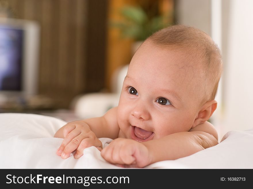 Portrait of a beautiful baby on a white