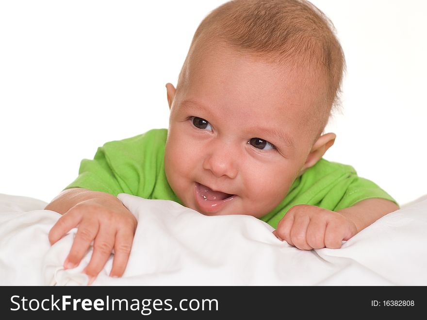 Portrait Of A Beautiful Baby In Green