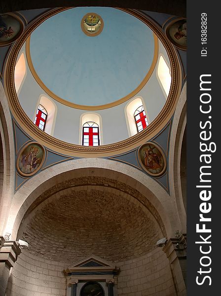 The shrine of our Lord's first miracle at the wedding in Cana of Galilee, Custodia di Terra Santa, Israel. The shrine of our Lord's first miracle at the wedding in Cana of Galilee, Custodia di Terra Santa, Israel