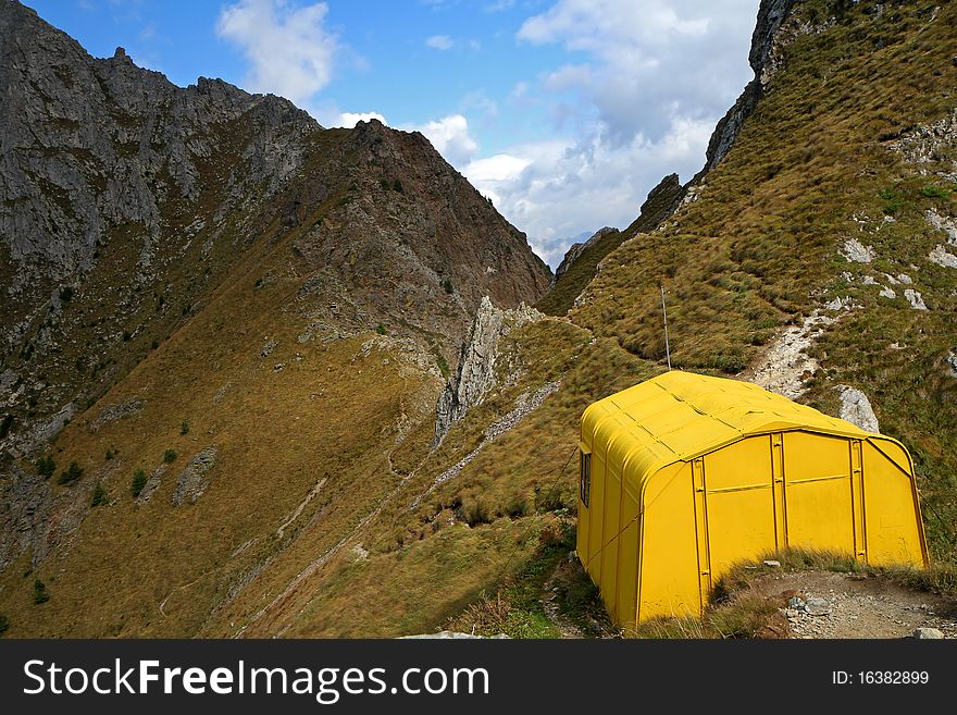 Bivouac Festa at 2320 meters on the sea-level, near Galinera Pass, Brixia province, Lombardy region, Italy