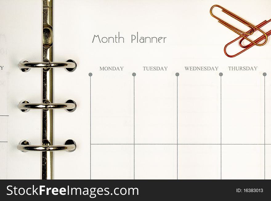 Note page for month planner form.