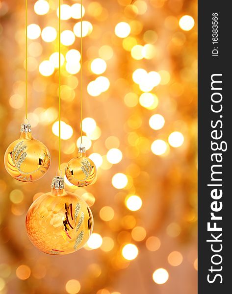 Golden christmas balls with nice background. Golden christmas balls with nice background