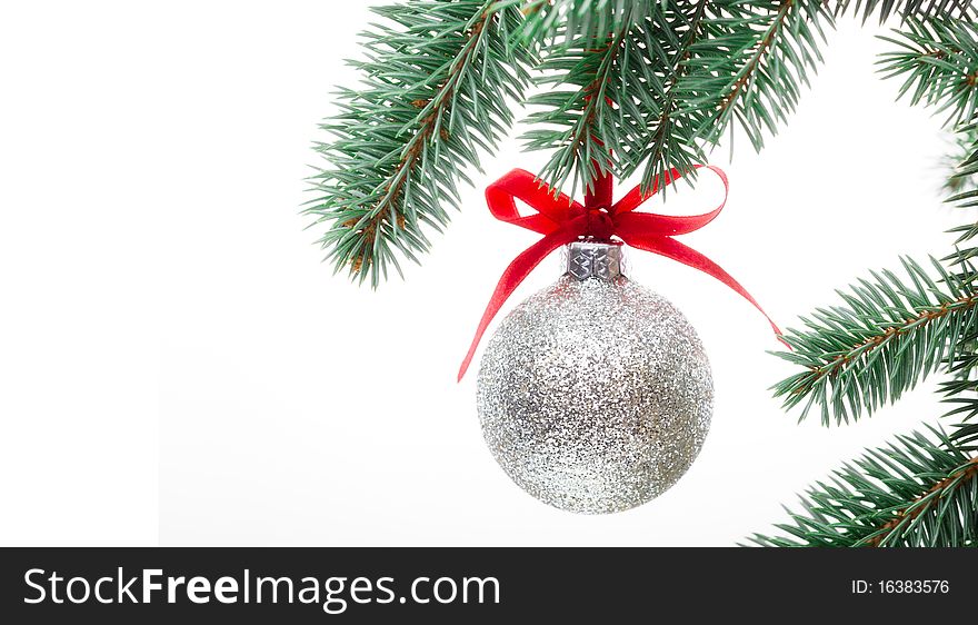 Christmas bauble decorations and holly. Christmas bauble decorations and holly