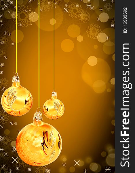 Golden christmas balls with nice background. Golden christmas balls with nice background