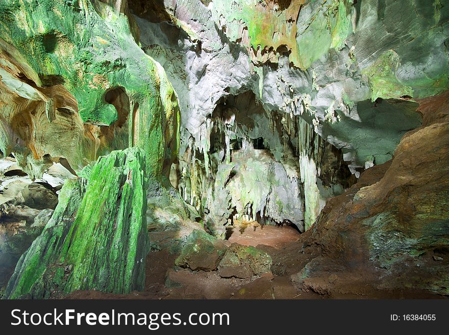 Stalagmite caves that are thousands of years old in Thailand.