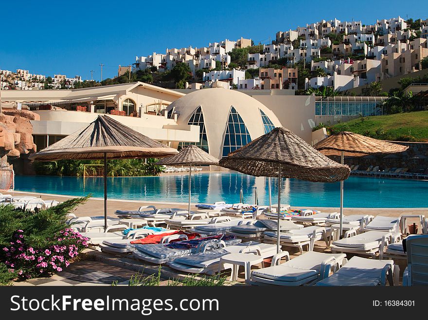 Nice beauty resort scene with swimming pool