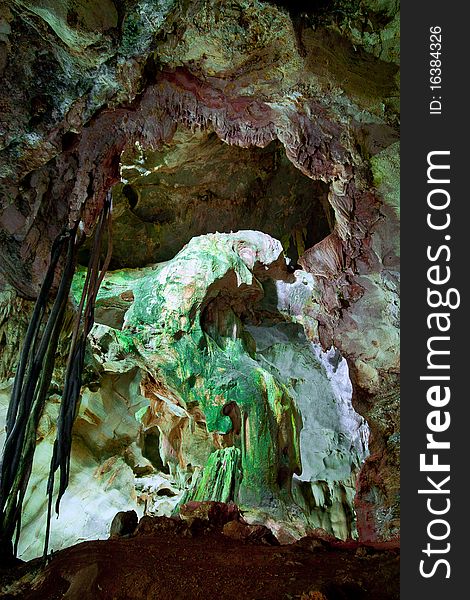 Stalagmite caves that are thousands of years old in Thailand.