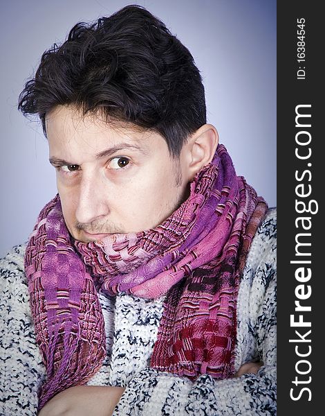 Dishevelled young man with scarf