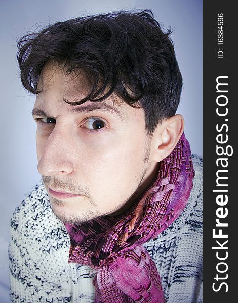 Dishevelled Young Man With Scarf