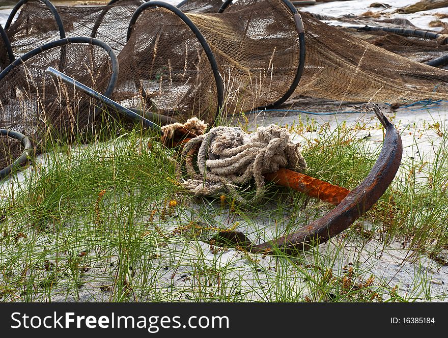 Old Anchor Qnd Fishing Nets