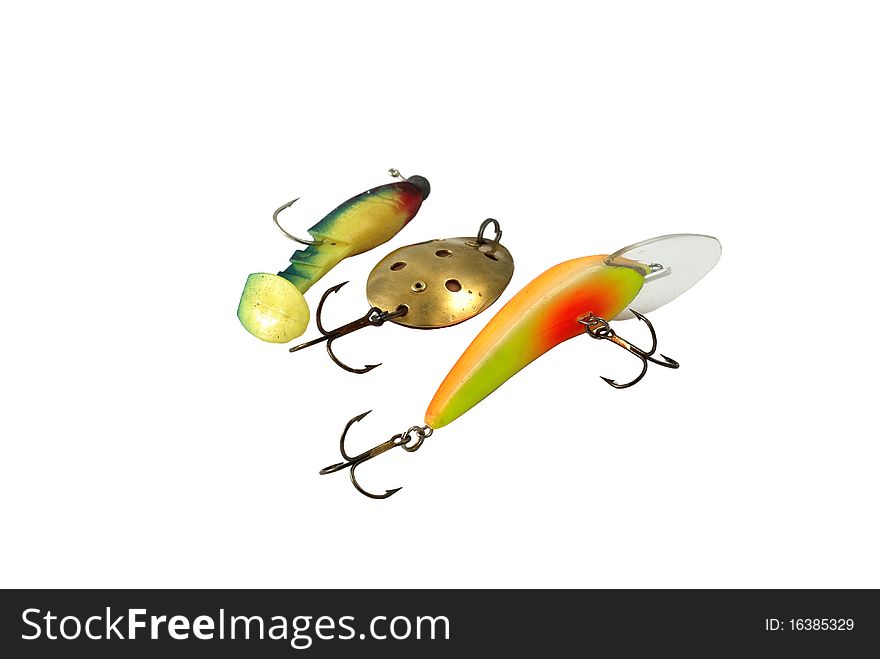 Different baits on white background. Different baits on white background