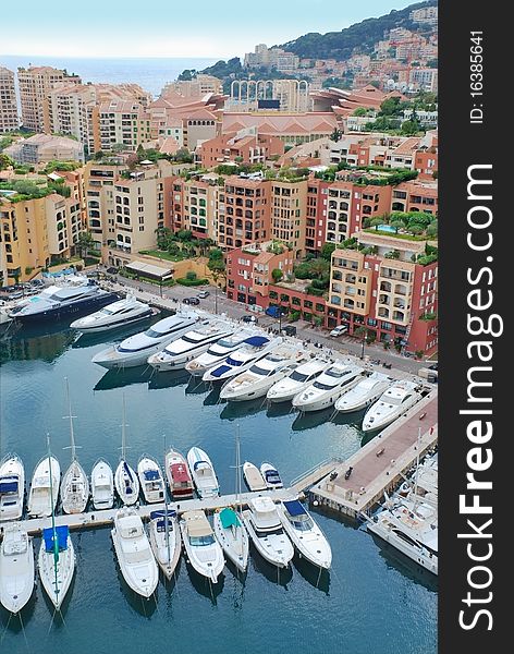 Harbor and Port of Fontvieille in Monaco.